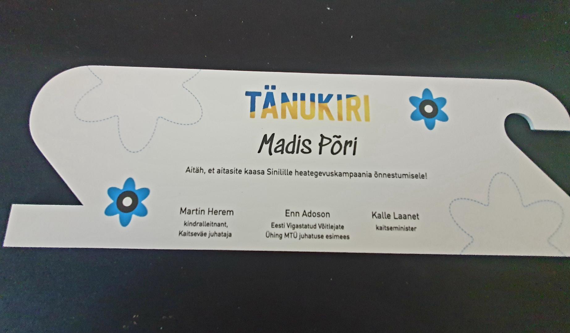 Anname au aukiri Madis Põrile