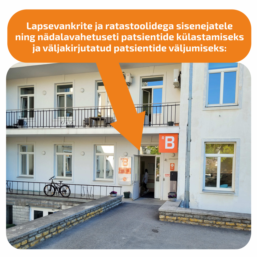 Ligipääsetav sissepääs erakorralise vastuvõtu kaudu (B-korpuse, sisehoov)