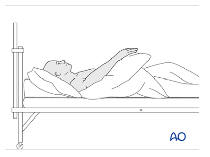 A drawing of a person lying on a bed Description automatically generated